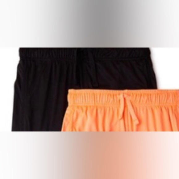 2pk Boys Black & Orange Pull-On athletic moisture wicking performance Shorts XL - Picture 2 of 5